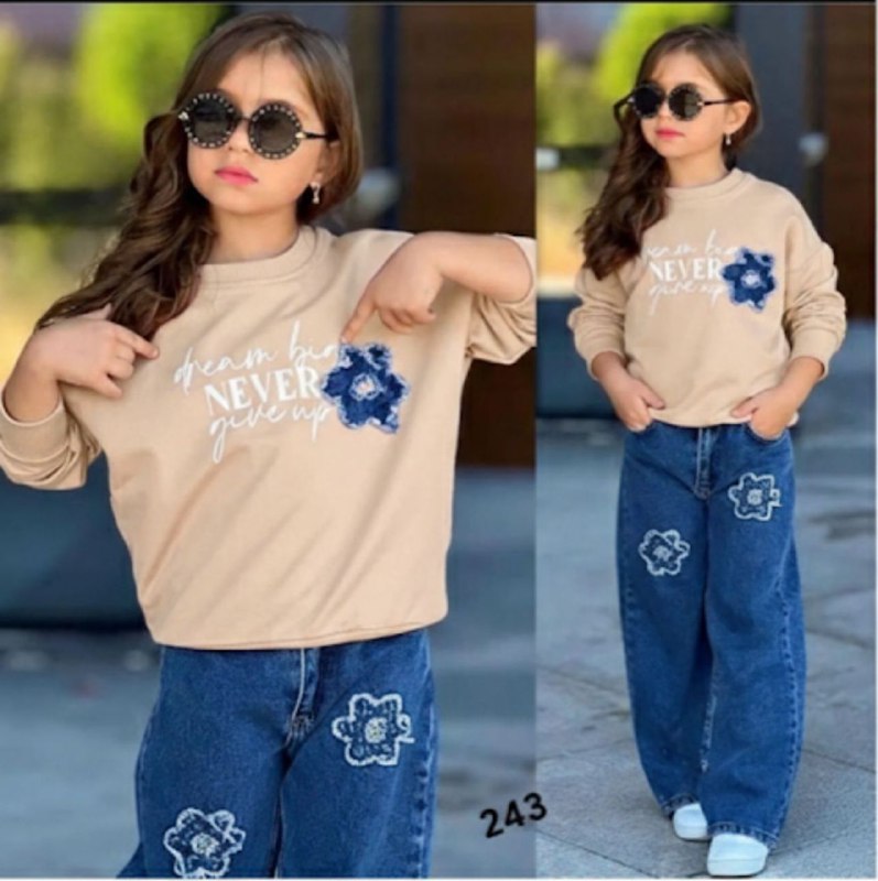 🌹 بودي ثوب مونطوني مقطن، سروال دجين🌹